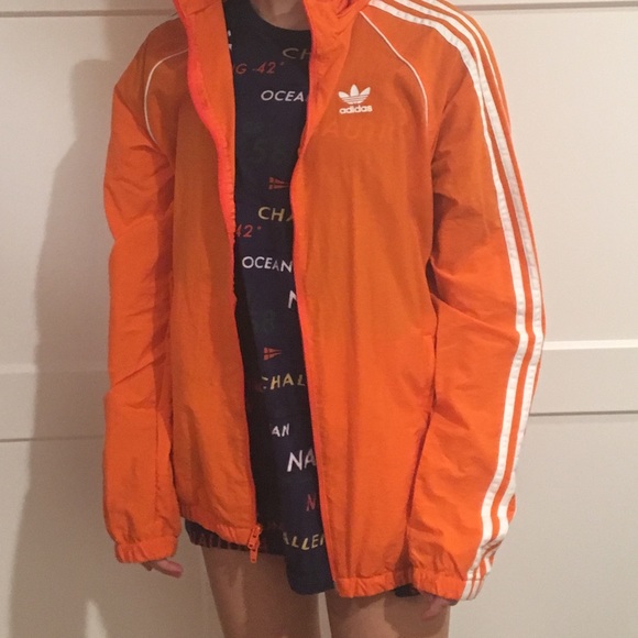 orange adidas coat